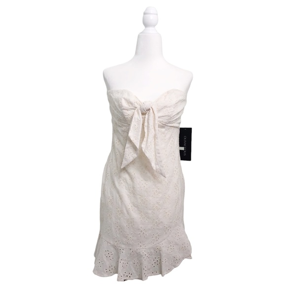 Olivaceous Dresses & Skirts - Olivaceous Eyelet Lace Mini Dress Sleeveless Ruffle